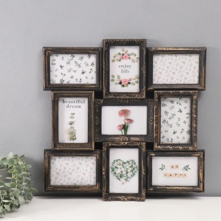 Photo frame plastic in 9 photos 10x15 cm "Family" for bronze 49x49 cm