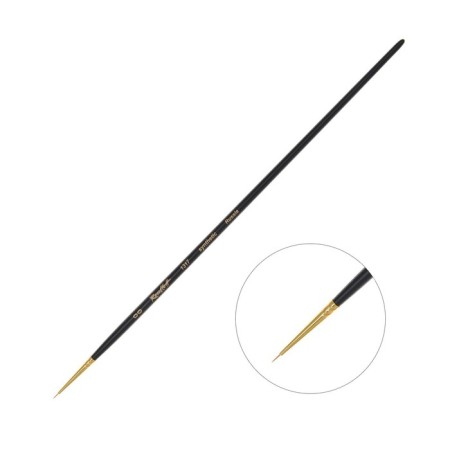 RUBLOFF brush red tough synthetics, round, shortened, series 1317 No. 00, long black matte handle, yellow clip