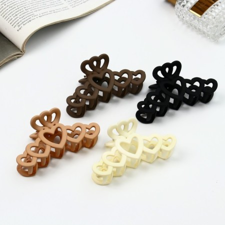 Hair crab "Leon" matte heart, 10 cm, mix-1