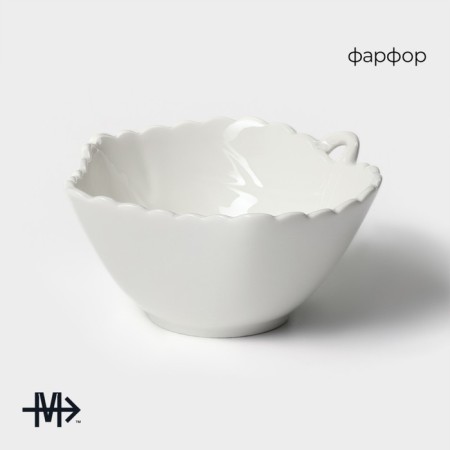 Porcelain salad magistro "leaf", 200 ml, d = 10 cm, white color-1