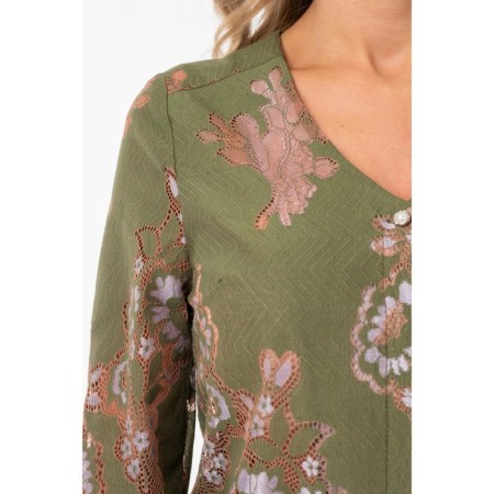 Female blouse, size 42, beige color, green-3