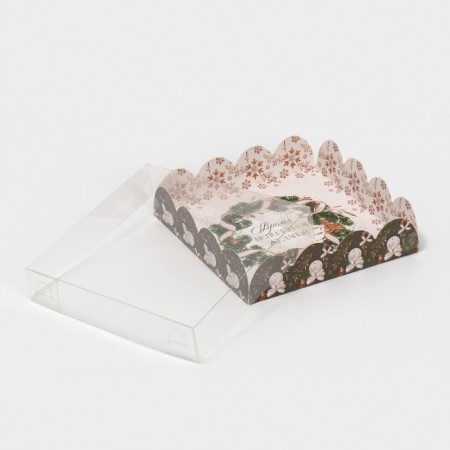 Box for confectionery products with PVC lid “Wishes time”, 13 x 13 x 3 s, New Year-4