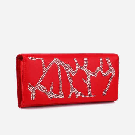 Women's wallet on magnets, red color
