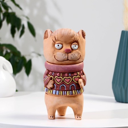 Souvenir Ceramics "Cat in a sweater" (vase) h = 21cm. V = 0.7l