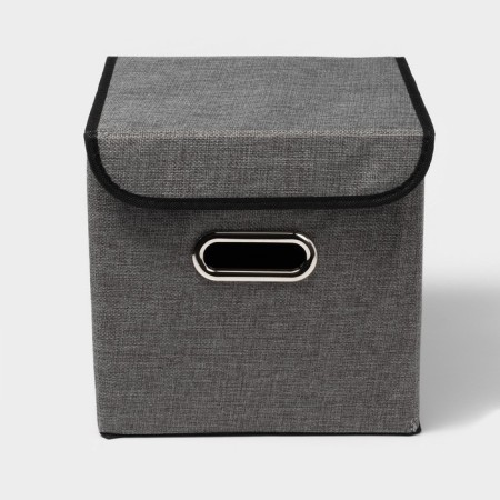 Stelly box for storage with a lid "Office", 25 × 25 × 25 cm, color gray color-1