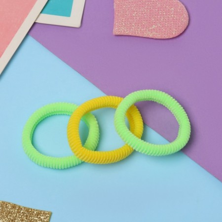 Hair elastic band "Style" (set 3 pcs) 5.5 cm, lifting yellow-1