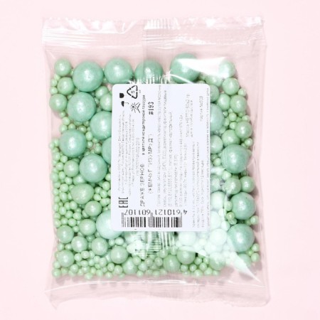 Sprinking confectionery "pearls", emerald, 50 g-3