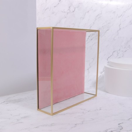 Organizer for storage "Pink RipPles", glass, 1 section, 24 × 24 × 6.5 cm, transparent/copper/pink color-4