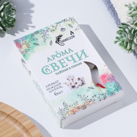 A set of tea candles flavored in the sleeve "delicate cotton", 6 pieces-3