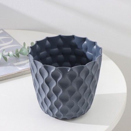 Pot for flowers with a pallet "Wave", 1.4 l, d = 14.5 cm, color gray color-2
