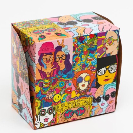 Packaging for 4 cupcakes with a hippie window, 16 x 16 x 10 cm-5