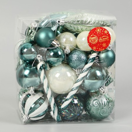 Set of jewelry plastic 40 pcs "Winter Joy" white-green-1