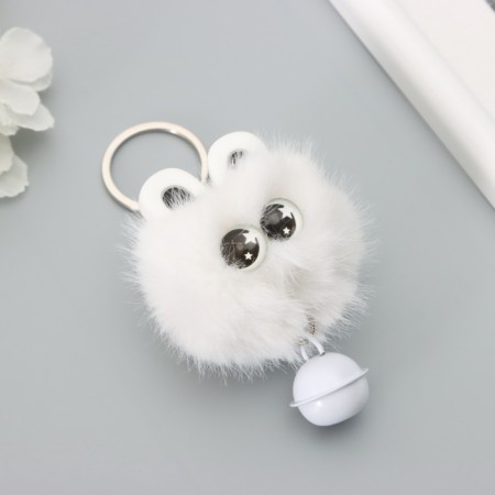 Fluffy on the ring "Star eyes with a bell" white 8.5x6x6 cm-2