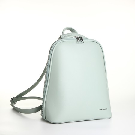 City backpack made of artificial leather with lightning, green color