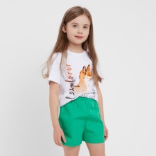 Shorts for girls minku color green, height 110 cm