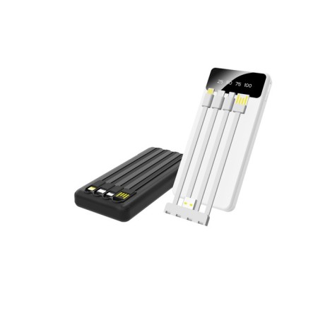 External BYZ W79, 10,000 mAh, Type-C, USB, 2 A, display, cable 4, display, white-2
