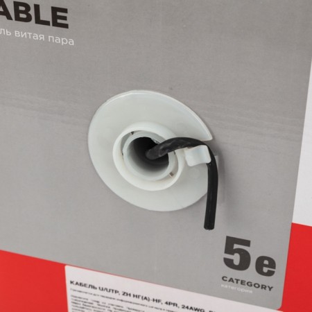 Bay cable twisted pair u/utp, cat 5e, zh ng (a) -HF, 4PR, 24AWG, outdoor, solid, black, 305m, rexant-4