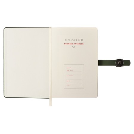 Organizer on the rings A6+, 80 sheets, leatherette, with a knife, a line, with a handle, in a gift box, green-6