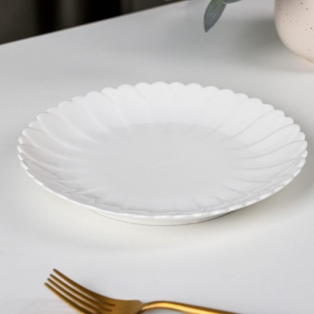Porcelain dining porcelain Magistro "Flower", D = 19 cm, white color-6