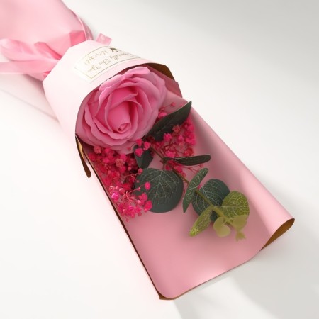 Bouquet of soap petals "Rose and eucalyptus" Pink 7.5x11x34.5 cm-2