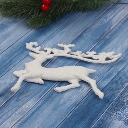 Christmas tree decoration "Running deer" 10x15 cm, white-1