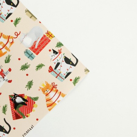 Glossy packaging paper "New Year's cats", 70 x 100 cm, New Year-3