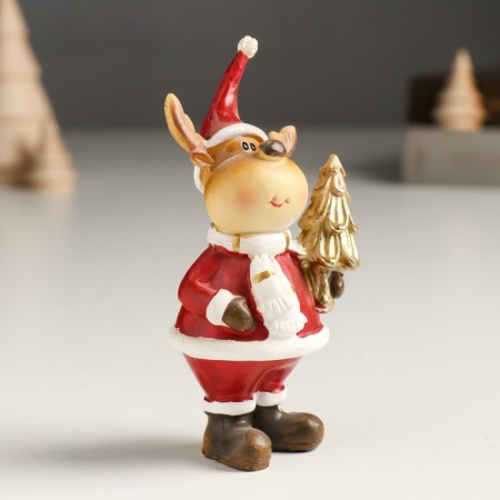 Polystone souvenir "Losik in red caftan and cap with a Christmas tree/gift" MIX 4x5x10 cm-2