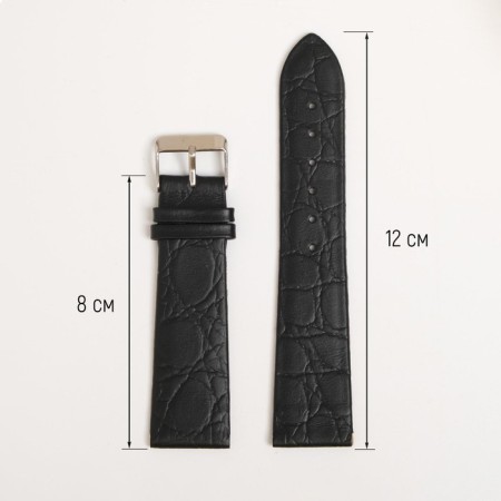 Watch strap, male, 22 mm, harness 75 mm, larynx 115 mm, genuine leather, black-1