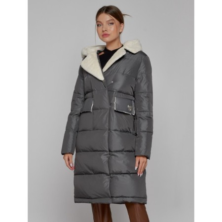 Coat insulated winter female, size 46, dark gray color-14