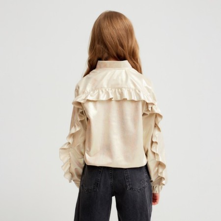 Jacket (bomber) children's minku: casual collection kids beige color, height 128-4