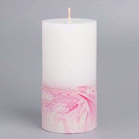 Candle with concrete, 5x10 cm, white-pink-1