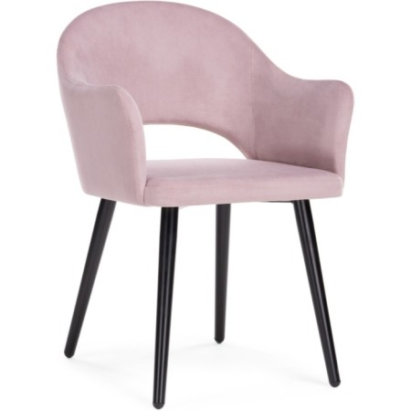 Stol on a metal frame Apr Metal/velor, black/pink 57x57x81 cm