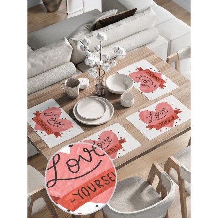 A set of napkins for setting the table "love yourself", rectangular, rounded edges, size 30x46 cm, 4 pcs-1
