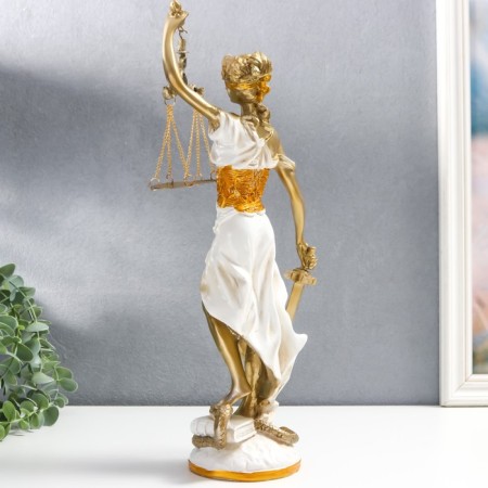 Souvenir Polystone "Goddess Femis - Justice" White with gold 38x9x9 cm-3
