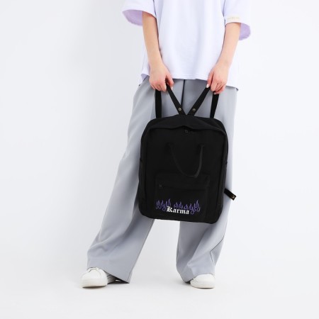 Backpack School Textile Karma, 38x27x13 cm, black color-8