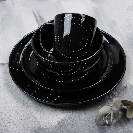 Ceramic "Ornament" plate, 21 cm, black color-6
