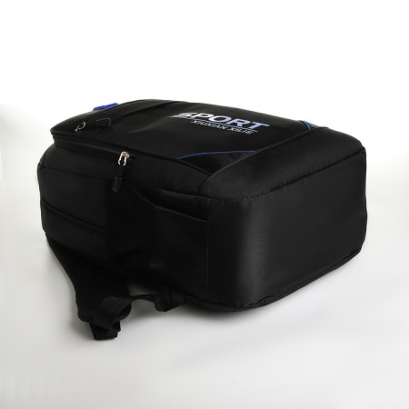 Youth backpack from textiles on lightning, 4 pockets, black/blue color-4
