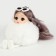 Soft toy "Puppet Model" on a key fob, 16 cm, white color