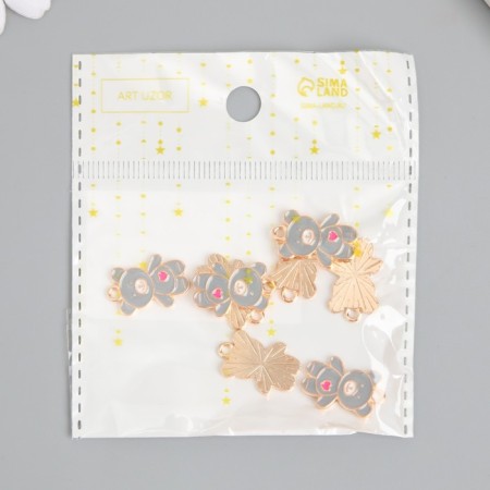 Decor for creativity metal, enamel "Mishka with heart" mix 1.7x1.3 cm-4