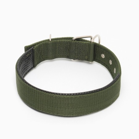 Collar "Comfort" Combined (polyester, art. Leather), 70 x 4 cm, Osh 48-58 cm, dark green-1