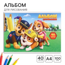 A4 drawing album, 40 sheets, gluing, PAW PATROL