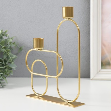 Summary Metal for 2 candles "Geometry. Smooth lines" Gold D = 2.3 cm 4x17x23 cm-3