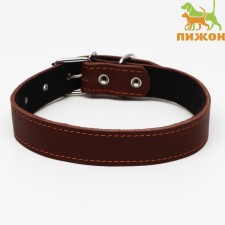Leather collar on synthetic winterizer, 70 x 3.5 cm, Osh 45-60 cm, brown