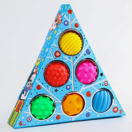 Gift set of developing balls "Blue Christmas tree", 6 pcs., New Year's gift packaging, crumb I-5