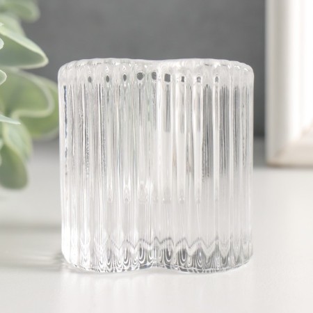Glass of glass per 1 candle "Heart. Column" Transparent d = 2 cm 5.5x4.8x5.3 cm-3