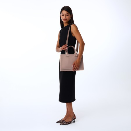 Female bag Textura, tout, medium size, beige color-9
