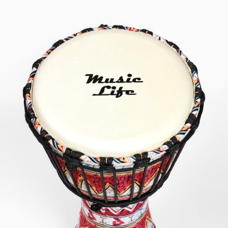 Drum jambe red ornament, 38 x 21 cm-1