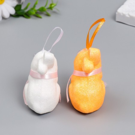 Decor suspension "Rabbit - shine, flower on the neck" set 2 pcs Mix 9 cm-1