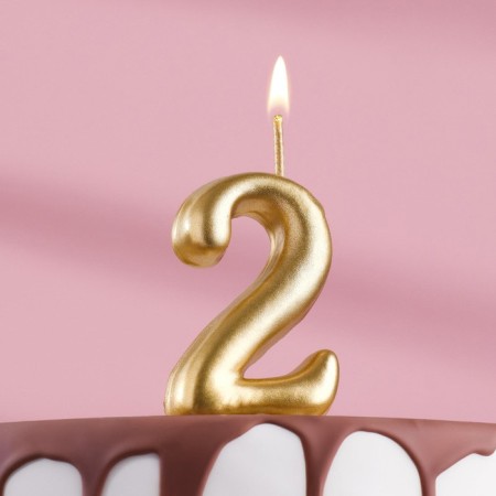 Candle for the cake number "Golden", 5.5 cm, number "2"