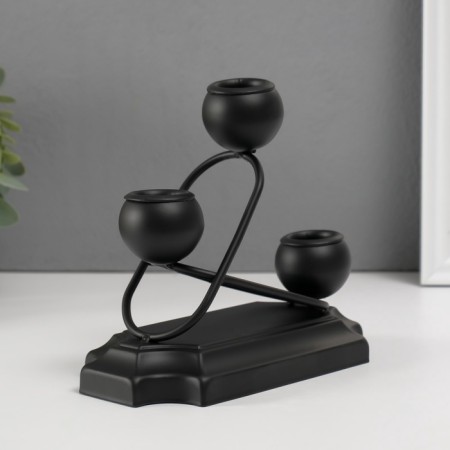 Summary Metal for 3 candles "Mollekules and ovals" black d = 2.5 cm 8x16x14 cm-2